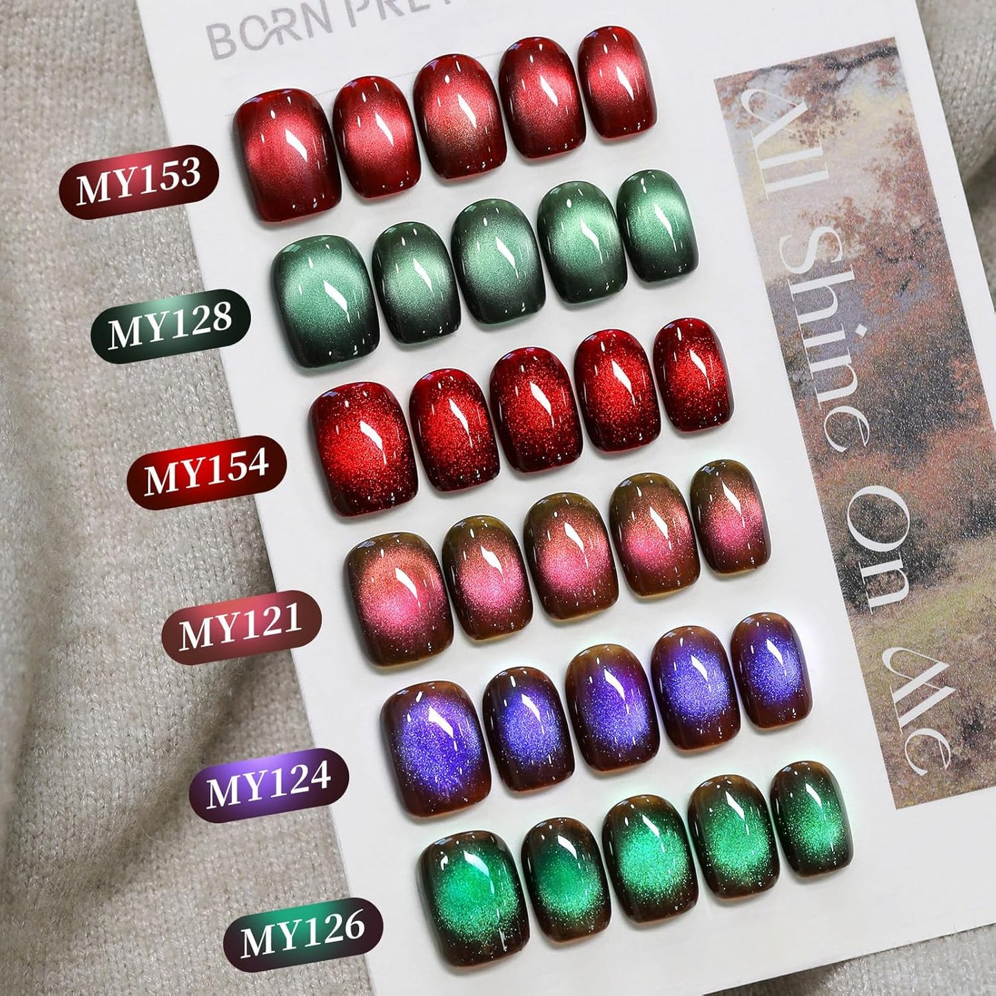 BORN PRETTY Cat Magnetic Eye Gel Nail Polish,Brown Green Glitter Fall Winter Holographic Magnetic Gel Polish Nail Polish Art Manicure Salon DIY at Home 15ML