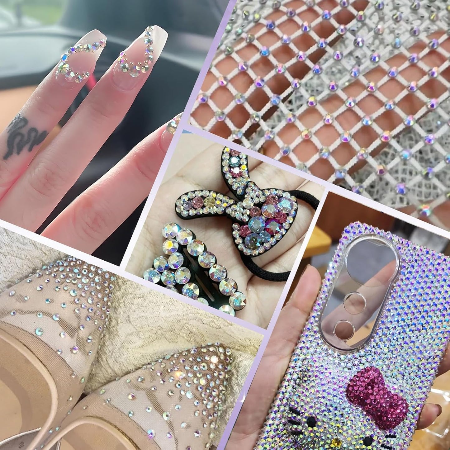 2000PCS SS12 Flatback Rhinestones | 12-Facet Diamond-Cut Glass Gems for Nail Art, Clothing, DIY Crafts |Glue-On Decoration Stones with Silver Backing(Crystal AB)