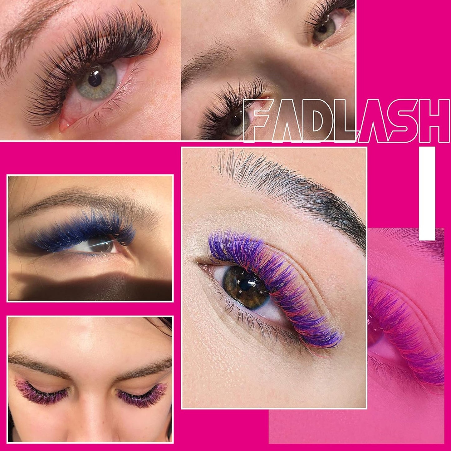 Easy Fan Volume Lashes D Curl Mixed Tray Purple Volume Eyelash Extensions 8-14mm Rapid Blooming Lash Extension Supplies by FADLASH (Purple 0.07-D-Mix)