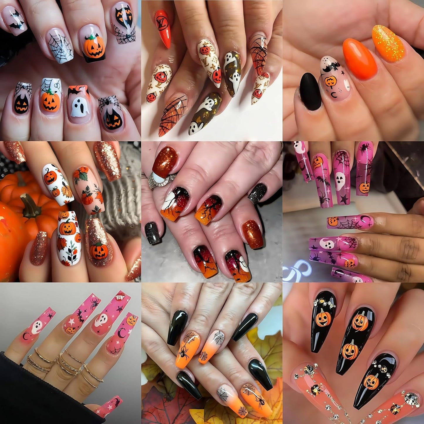 6Sheets Cute Ghost Nail Stickers for Nail Art,Micro-Relief Halloween Spider Nail Decals Pumpkin Cat Heart Spider Web Nail Designs Bat Star Nails Accessories for Women Acrylic Manicure Holiday Supplies