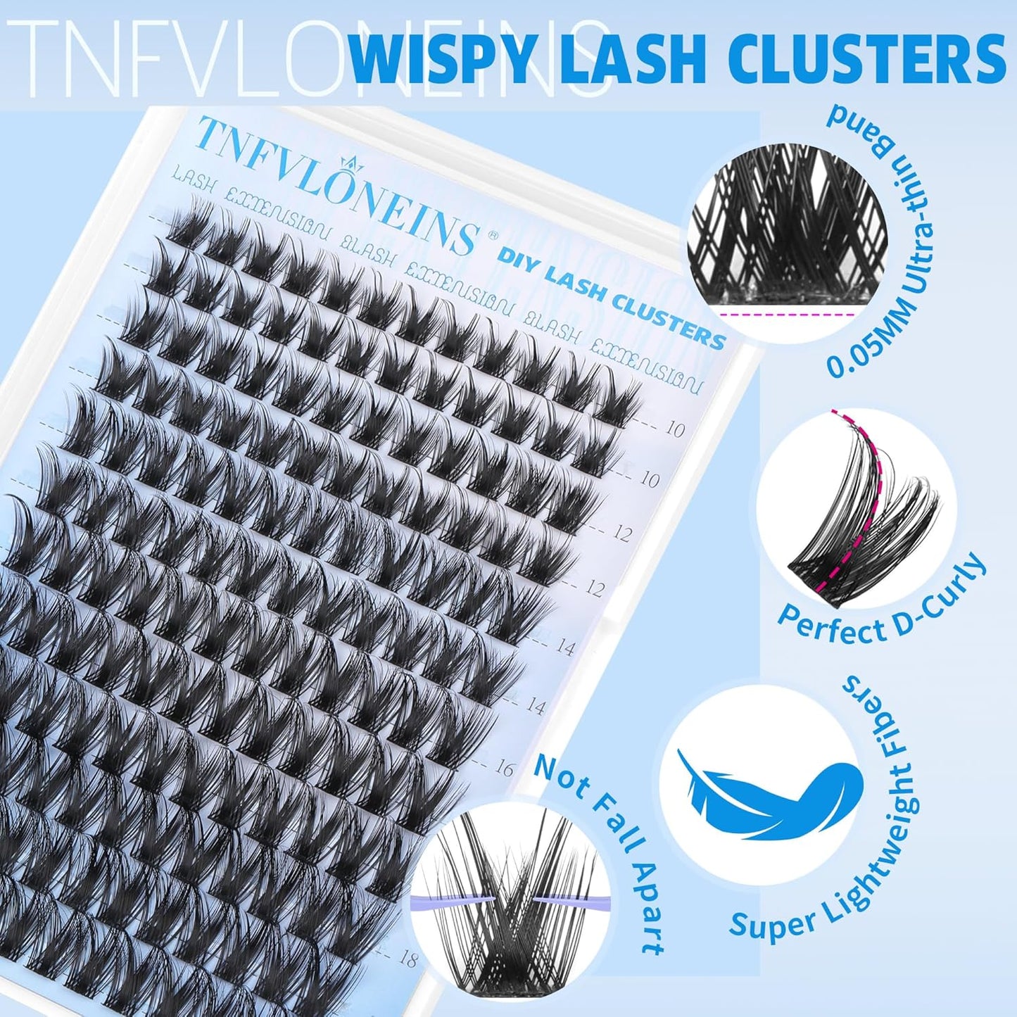 Wispy Lash Clusters Natural Eyelash Clusters Manga Cluster Eyelash Extensions D-Curly Individual Lashes 10-18MM Cluster Lashes DIY Eyelash Extension Anime Eye Lash Clusters Pack by TNFVLONEINS