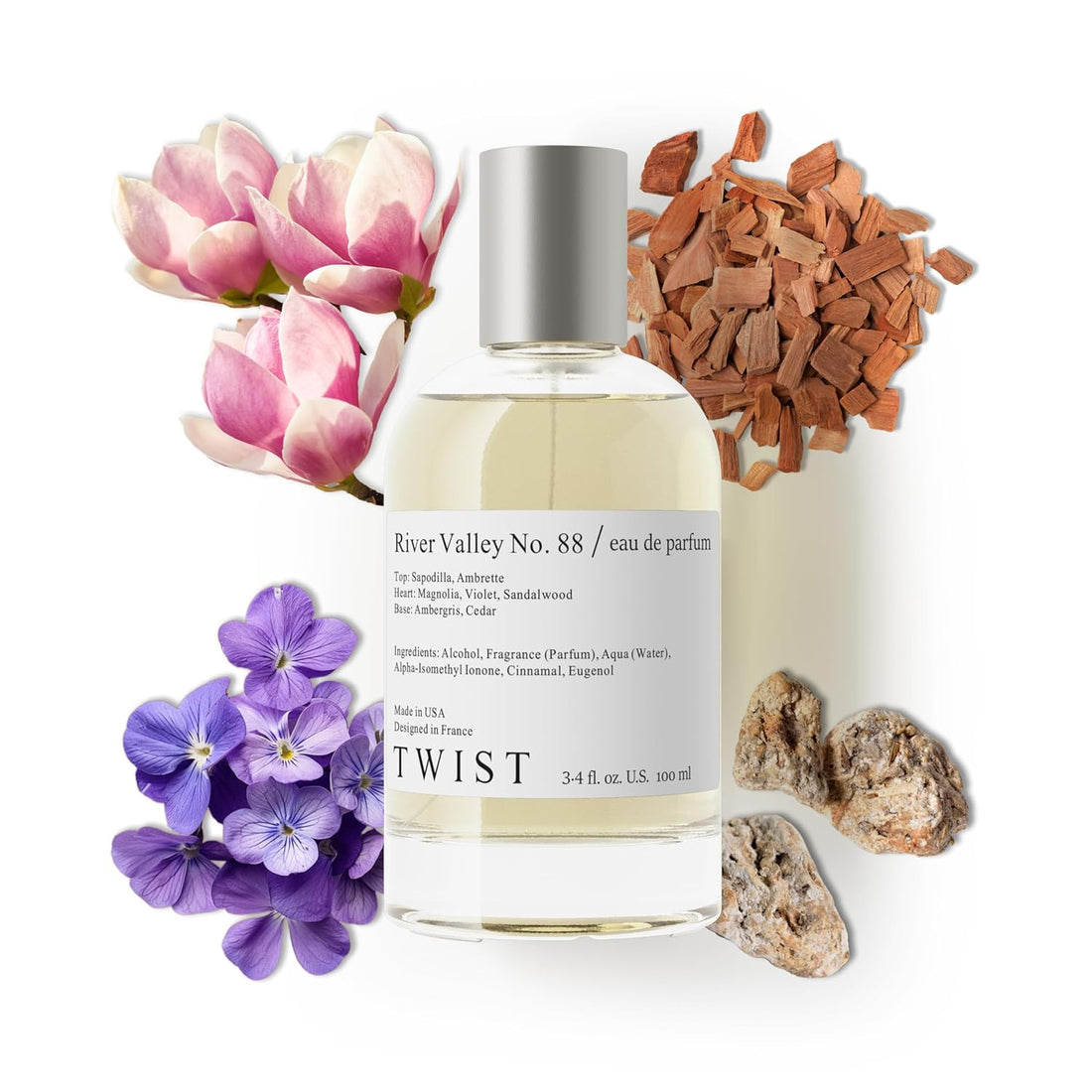 Twist River Valley No. 88 - Eau De Parfum Inspired by Byrdo Mojave Ghost, Long-Lasting Perfume For Women & Men, Paraben Free, Vegan, Clean Ingredients, Unisex, Fragrance - 100 ml | 3.4 fl. oz.