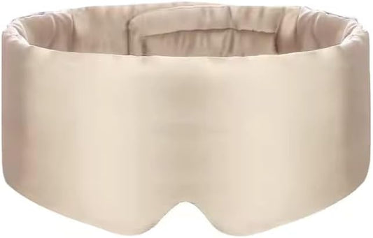 100% Mulberry Silk Sleep Mask, Large Adjustable Eye Cover for Sleeping, Comfortable, Pressure-Free and Breathable Sleeping Masks for Women Men - Biege