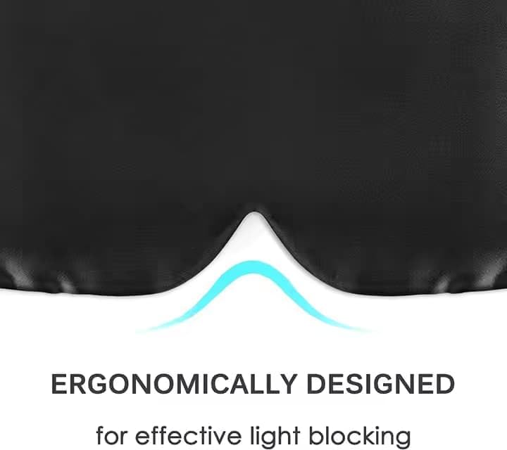 100% Mulberry Silk Sleep Mask, Large Adjustable Eye Cover for Sleeping, Comfortable, Pressure-Free and Breathable Sleeping Masks for Women Men - Black