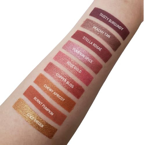Aromi Tan Metallic Liquid Lipstick | Sepia Bronze Lip Color with Shimmery Finish, Vegan, Cruelty-free, Long-Lasting, Smudge-Proof, Handmade (Peachy Tan)