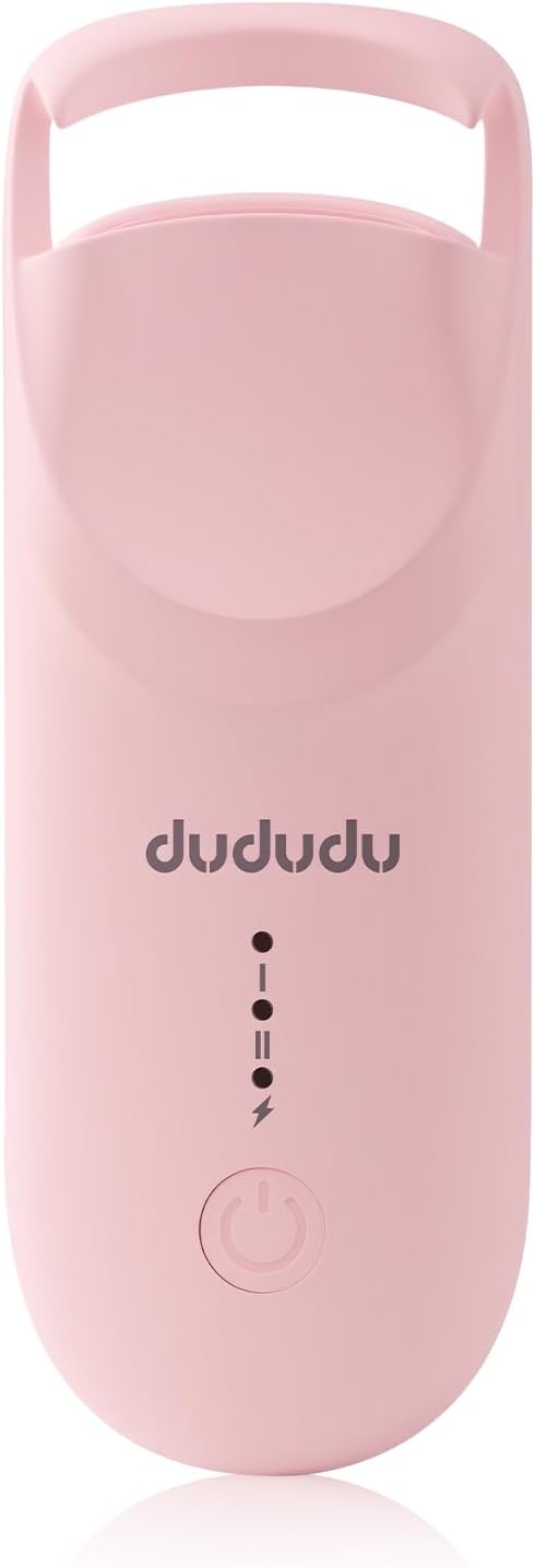 DUDUDU Heated Eyelash Curler, Portable Travel-Size Mini Electric Heated Lash Curler - 2-Level Adjustable Temp & Type-C Recharge, 10S Heat 3S Style 24H Lift for Long-Lasting Natural Effortless Curves