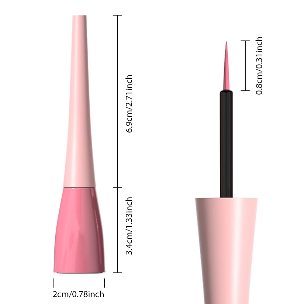 evpct 1Pcs Pink Liquid Eyeliner Makeup Waterproof Pink Eye Liners for Women, Eyes Wing Eyeliner Stamps Shapes Colored Eyeliner delineador de ojos a prueba de agua contra el agua blanco para ojos