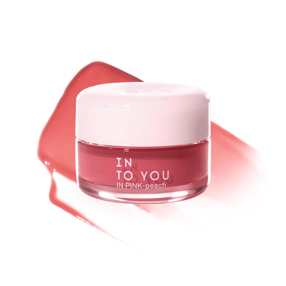 INTO YOU Frozen Glow Lip Balm, Hydrating Lip Gloss, Shine Finish, Nourishing Sheer Tint Pudding Pot with Vitamin E and Seed Oil, Plumping, Moisturizing Lip Makeup, 0.18oz, FB01 Pink Peach