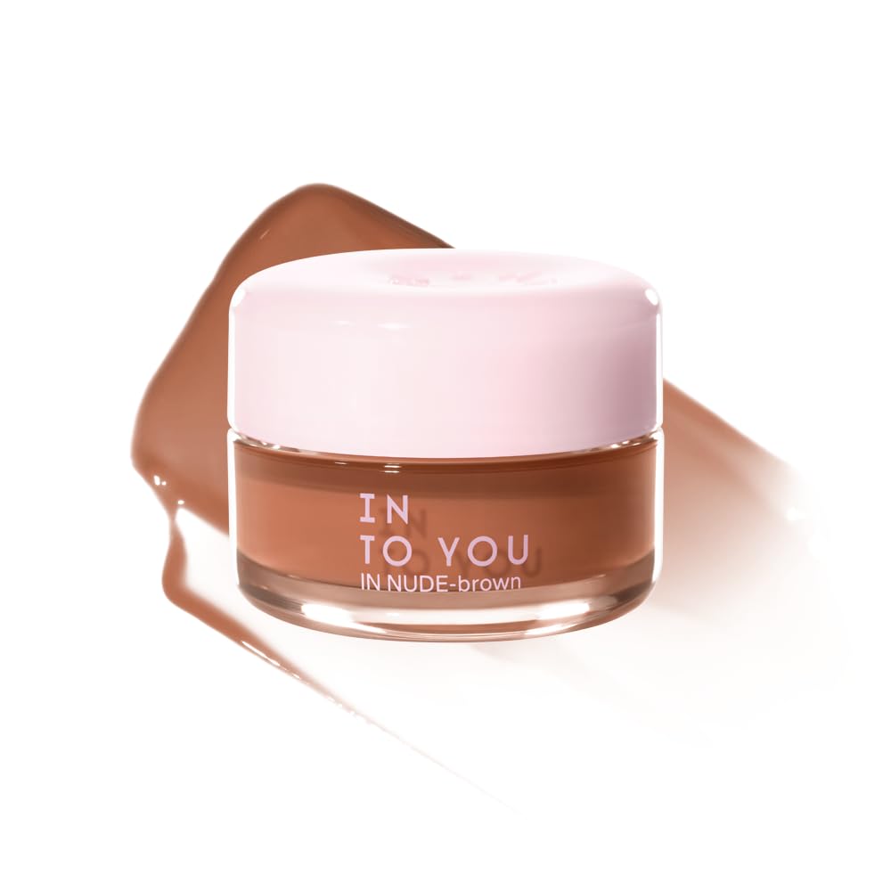 INTO YOU Frozen Glow Lip Balm, Hydrating Lip Gloss, Shine Finish, Nourishing Sheer Tint Pudding Pot with Vitamin E and Seed Oil, Plumping, Moisturizing Lip Makeup, 0.18oz, FB04 Nude Brown