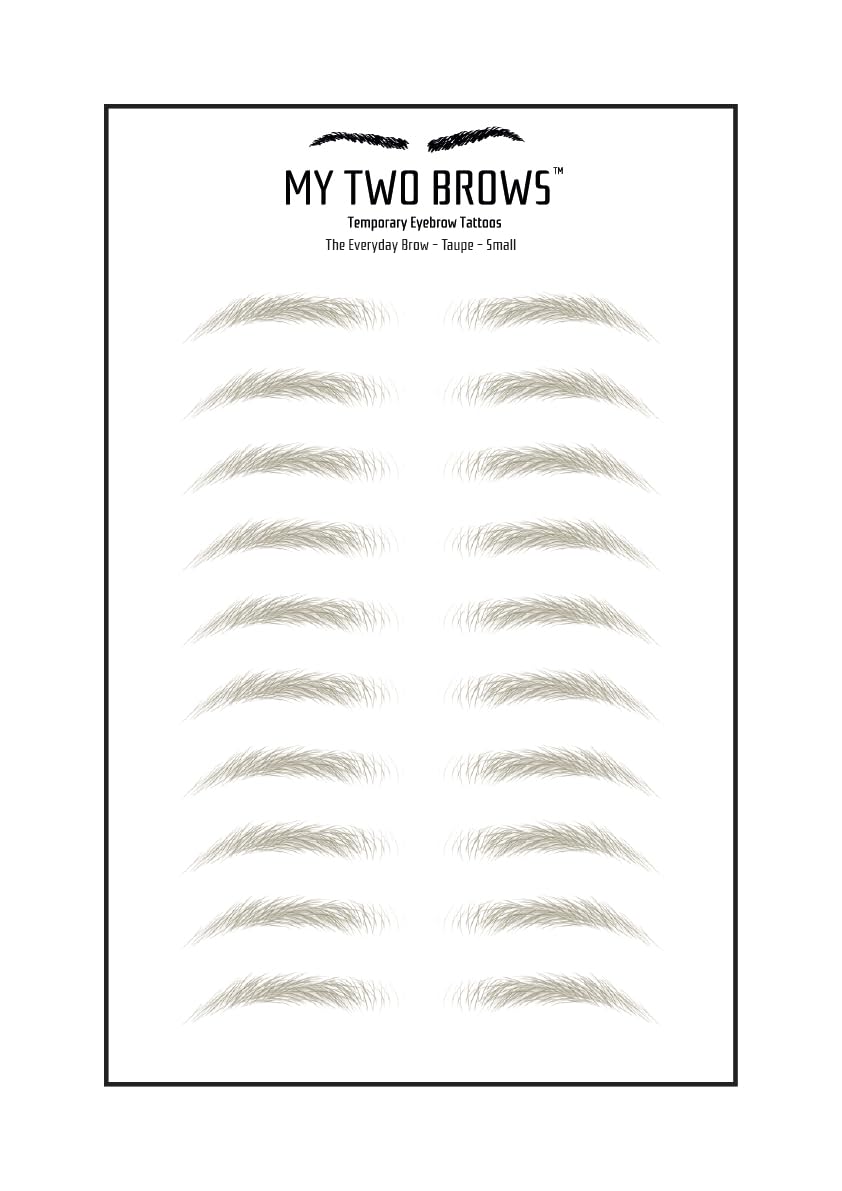 (10 pairs) Taupe Temporary Eyebrow Tattoo - Small Size - Waterproof & Smudgeproof - Everyday Brow Style Eyebrow Stickers - Sheet Lasts up to 30 Days - Won't Work on Existing Brows