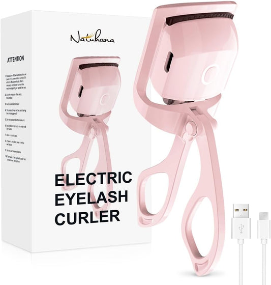 Heated Eyelash Curler with USB,Fast Heat up & 24H Long-Lasting,Rechargeable Electric Lash Curlers,Temperature Control,Safe Anti-Burn Quick Natural Curling Eye Lashes,Pink
