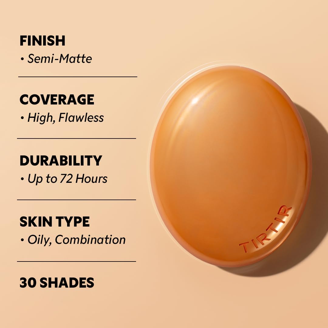 TIRTIR Mask Fit Ai Filter Cushion Foundation | AI-Like Semi-Matte Finish - Up to 72-Hour Medium to Full Coverage Korean BB Cushion Make up Beauty, #29N Natural Beige, 0.63 Fl Oz