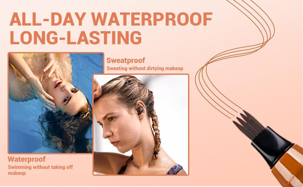 2025 New Magic Eyebrow Pencil, 3D Waterproof 4 Tipped Precise Brow Pen Microblading Eyebrow Pencil Contouring Pen Fine Stroke Microblading Creates Natural (Red Brown)