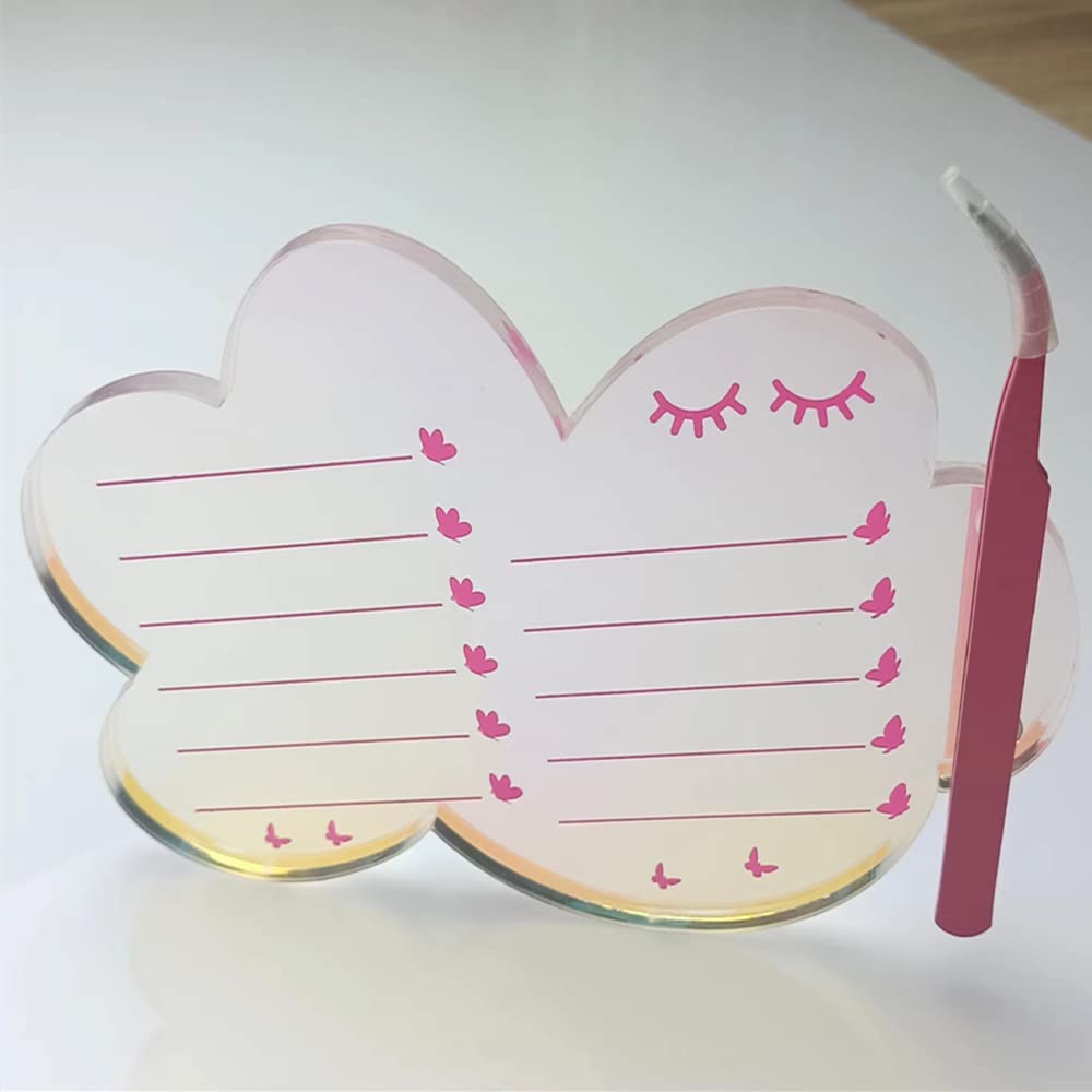 Grafting False Eyelash Acrylic Extension Pallet, Eyelash Extension Tweezers Plate Pad Makeup Palette Individual Training Tools Dazzling (Cloud-shaped A （5.51x3.94in）)