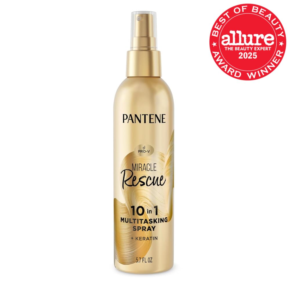 Pantene Miracle Rescue 10in1 Multitasking Spray - Heat Protection, Detangles, Repairs Damaged, Dry Hair, Improves Shine, Leave-In Conditioning Treatment with Keratin and Pro-Vitamin B5, 5.7 oz