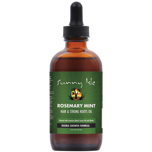 Sunny Isle Rosemary Mint Hair and Strong Roots Oil 4oz | Infused with Biotin & Jamaican Black Castor Oil | Strengthen and Nourish Hair Follicles | Dry Scalp, Split Ends
