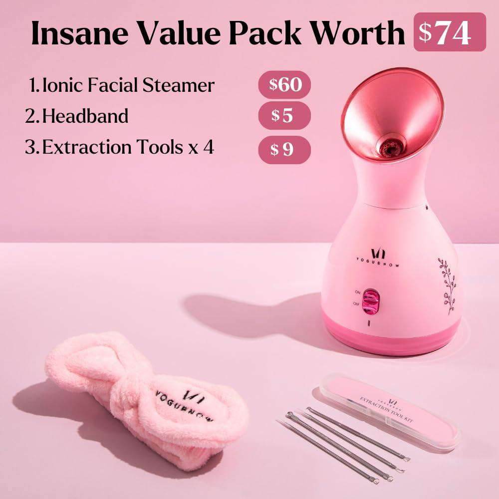 Facial Steamer Spa Kit with Complimentary 6 Skin Care Tools | Face Steamer for Facial Deep Cleaning with Towel Warmer & Humidifier Mode| Self Care Gifts for Women, Spa Gifts, Birthday Gifts for Women
