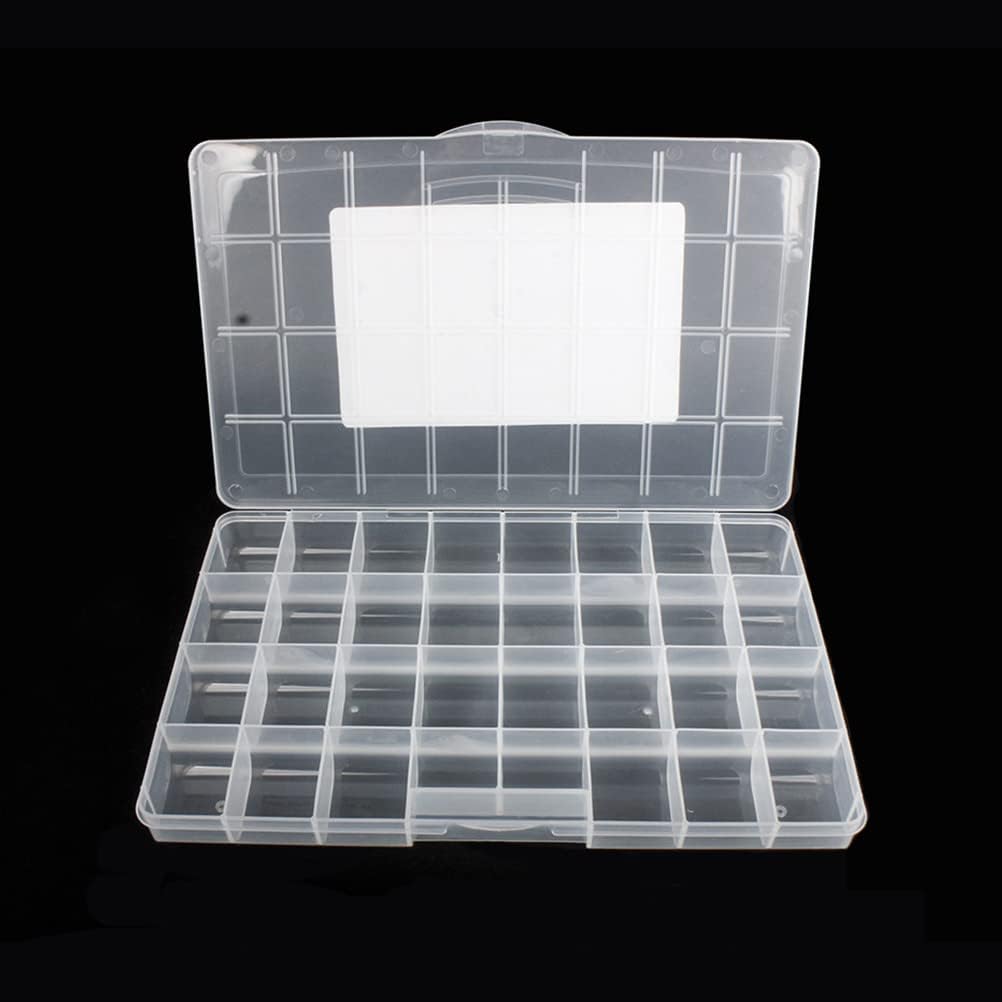 32 Grids Clear Plastic Organizer Box, Craft Storage Container for Beads Organizer, Art DIY, Crafts Jewelry Storage, Fishing Tackles, Rock Collection, 1 Pack