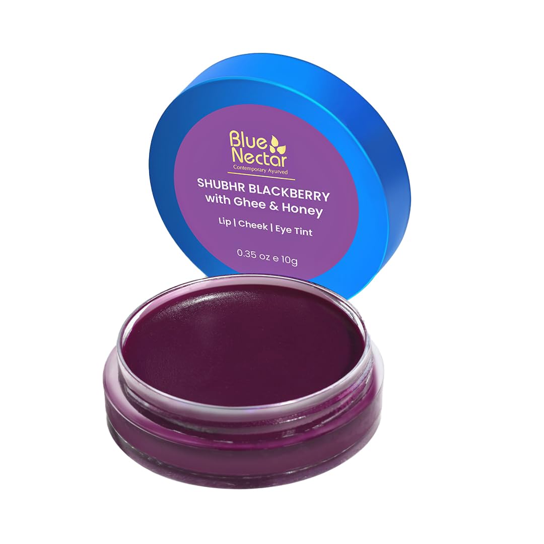 Blue Nectar Lip Tint Stain for Luscious Tinted Lips | Natural Blackberry Lip Moisturizer for Dry Skin | Organic Lip, Cheek & Eye Tint (0.35 Oz)