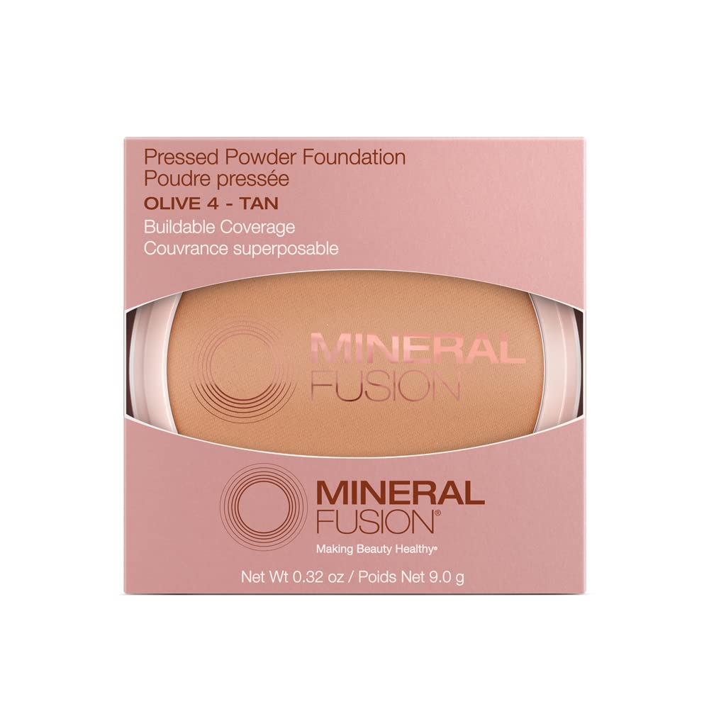 Mineral Fusion Pressed Powder Foundation, Olive 4, 0.32 Ounce (Pack of 2)