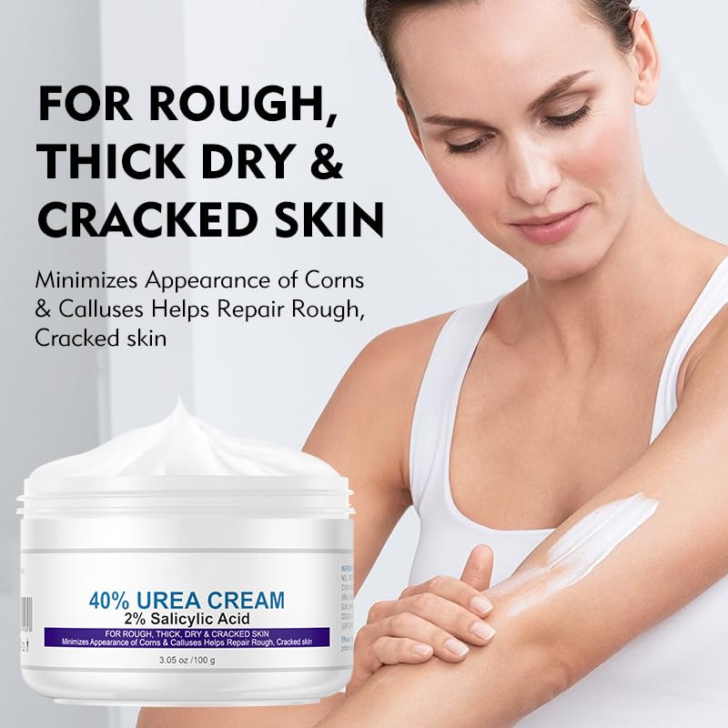 40% Urea Cream plus Salicylic Acid 2%, Anti-Cracking Nourishing and Moisturizing Hand and Foot Cream，Softens Cuticles on Rough Skin of Hands and Feet，3.05 OZ