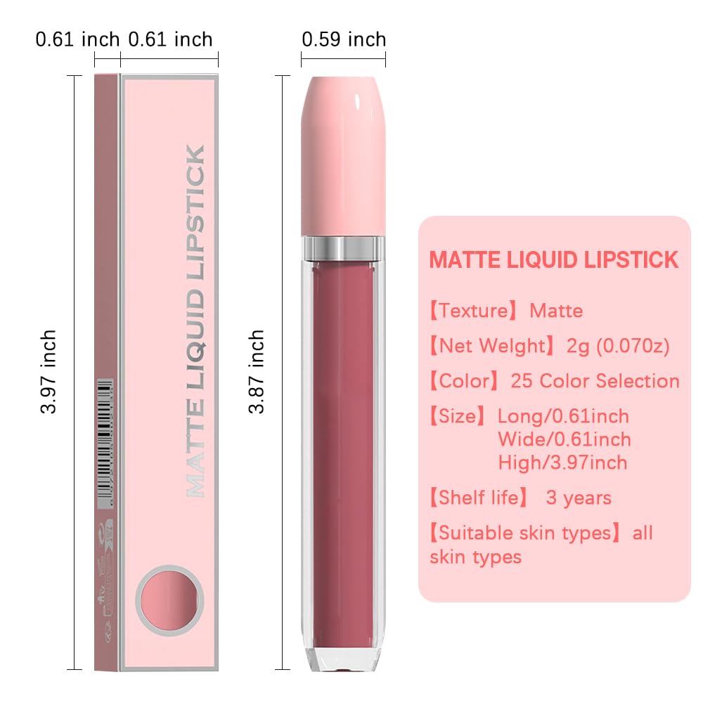 BINGBRUSH Super Matte Longwear No-Budge Stay On Smudge Proof Liquid Lipstick Long Lasting Makeup for Women,Highly Pigmented Color and Instant Shine, Cheeky