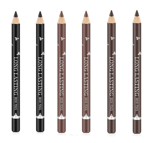 Go Ho 6 PCS Eyebrow Eye Liner Pencil Set,Easy to Color Sweatproof Eye Brow Pencil,Professional Long-lasting Eyeliner Gel Makeup Brow Tint Pen,3 Colors(Black,Brown,Dark Brown)