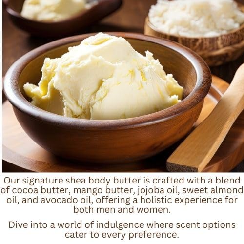 Body Butter Blend: Natural Shea, Cocoa, & Mango w/Jojoba Oil for Radiant Skin and Beard | Moisturizing 8 Oz, Light Blue (Our version of)