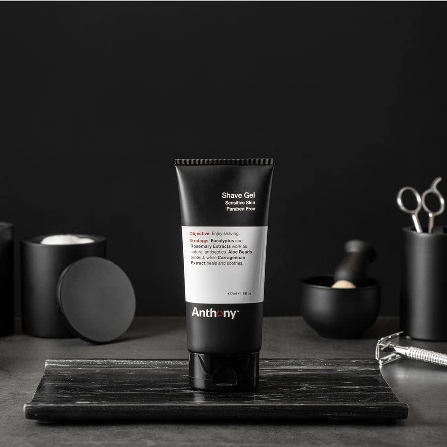 Anthony Shave Gel for Sensitive Skin – Non-Foaming, Soothing Shaving Cream for Men and Women. With Aloe Vera Beads, Eucalyptus, Rosemary and Carrageenan Extract - 6 Fl Oz (3 Pack)