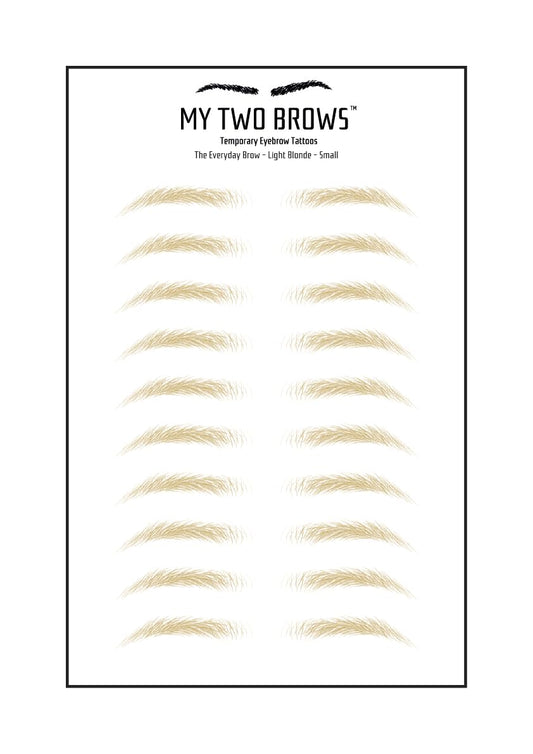 (10 pairs) Light Blonde Temporary Eyebrow Tattoo - Small Size - Waterproof & Smudgeproof - Everyday Brow Style Eyebrow Stickers - Sheet Lasts up to 30 Days - Won't Work on Existing Brows