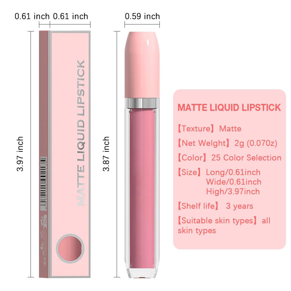 BINGBRUSH Super Matte Longwear No-Budge Stay On Smudge Proof Liquid Lipstick Long Lasting Makeup for Women,Highly Pigmented Color and Instant Shine, Cheeky