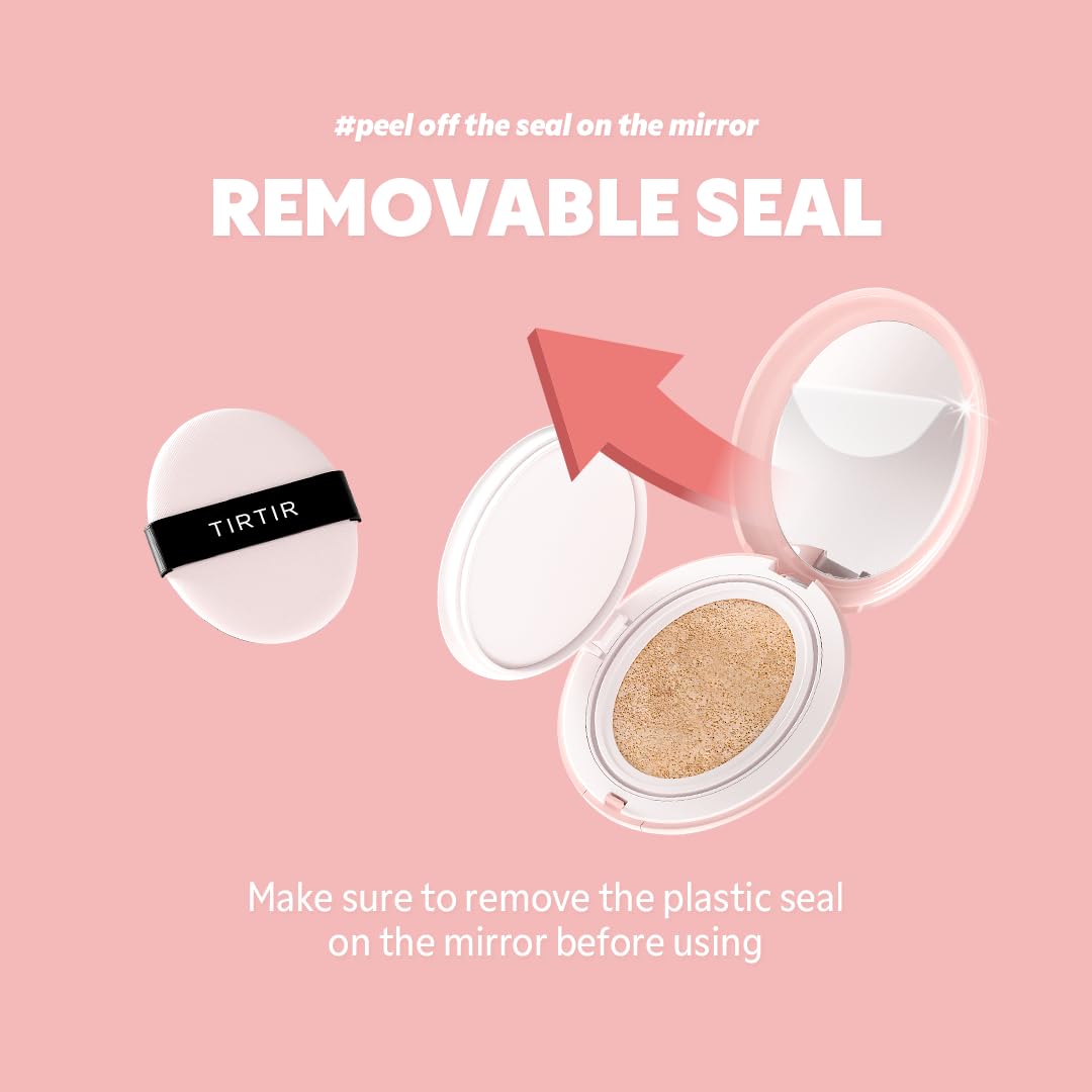 TIRTIR Mask Fit All Cover Pink Cushion Foundation | High coverage, Velvety Matte Finish, Lightweight, Flawless, Corrects Redness, Korean Cushion (#24N Latte, Full Size, 0.63 Fl Oz)