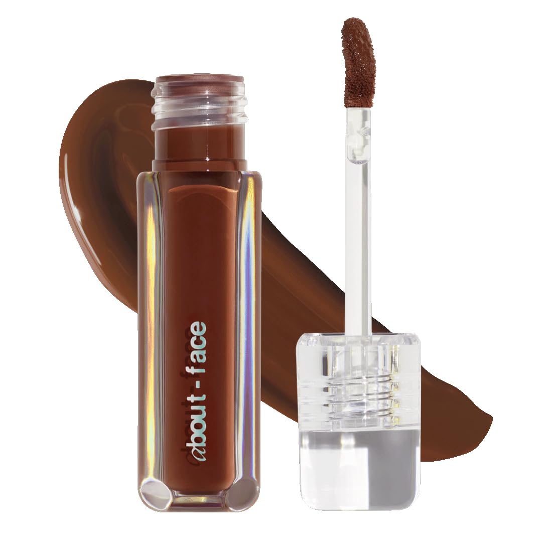 about-face Light Lock Lip Gloss Feel It All – Non-Sticky, High-Shine Lip Oil Gloss with Coconut Oil, Peppermint & Lavender – Vegan, Cruelty-Free, Clean Beauty – 0.21 oz (Milk Chocolate)