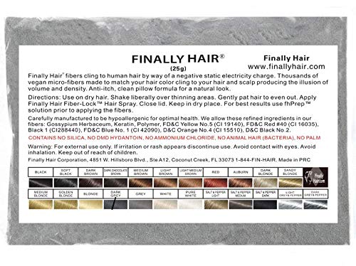 Hair Building Fibers 25 gram (ammonium chloride free) Refill Bag by Finally Hair. Compatible Replacement/Refill for Toppik Xfusion (Dark Gray)