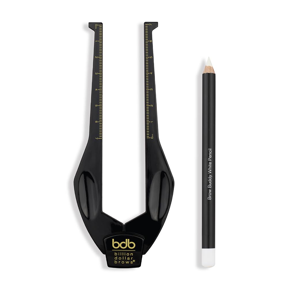 Billion Dollar Brows 2-Piece Brow Buddy Contour Stencil Microblading Kit – Achieve Symmetrical, Perfectly Shaped Brows, Ideal for Tweezing, Threading & Waxing , Vegan & Cruelty-Free - Black