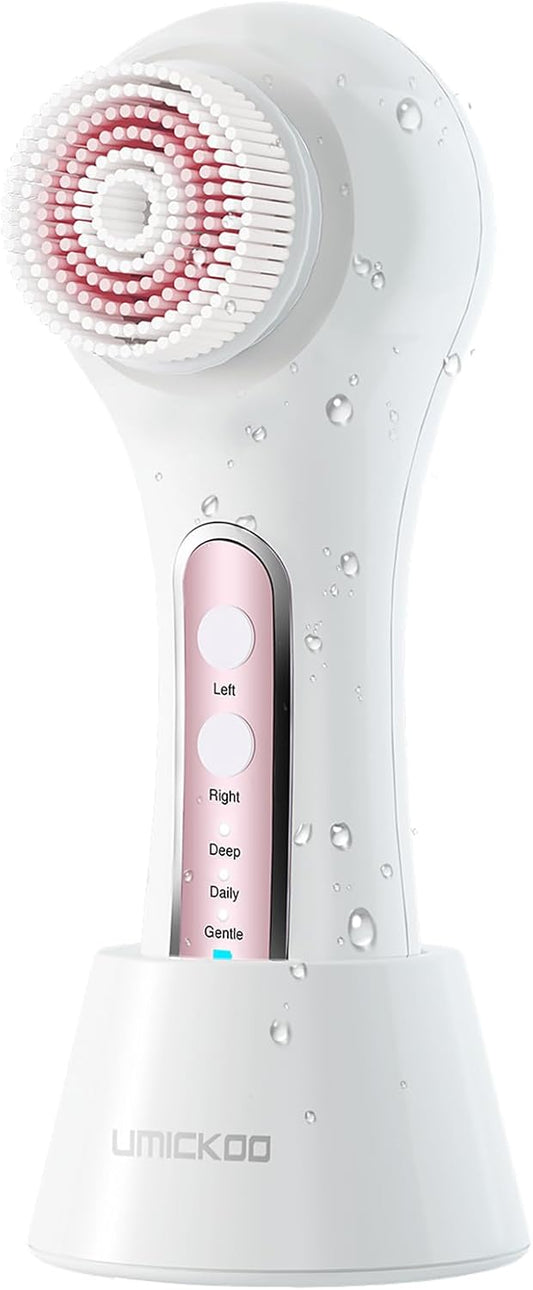 Face Scrubber Exfoliator,Facial Cleansing Brush Rechargeable IPX7 Waterproof with 5 Brush Heads,Electric Face Spin Brush for Exfoliating, Massaging and Deep Cleansing