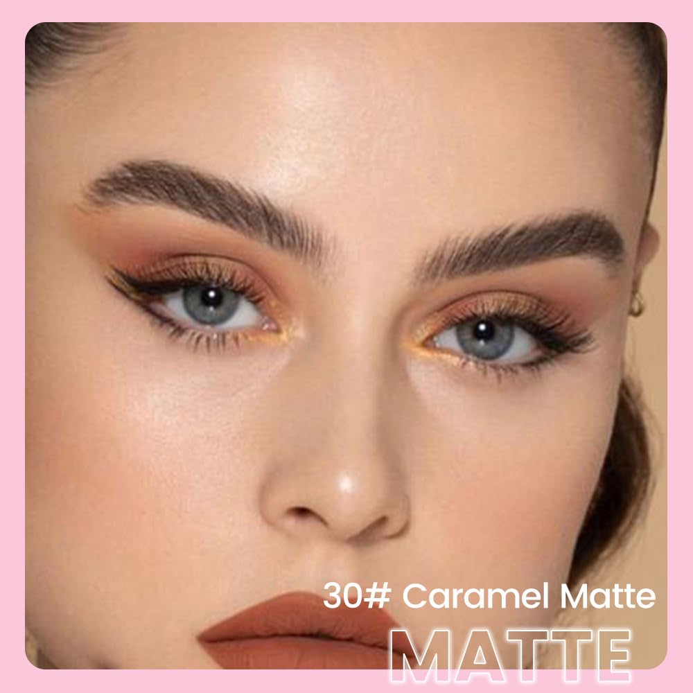 evpct 1Pcs Caramel Matte Cream Eye Shadow Brightener Sticks for Eyes Waterproof Pigmented, Double Ended Cream Eyeshadow Stick Pencil Pen with Applicator, Eye Shadow Palette Highlighter Makeup 30