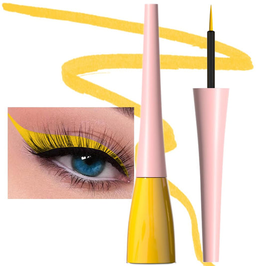 evpct 1Pcs Yellow Liquid Eyeliner Makeup Waterproof Yellow Eye Liners for Women, Eyes Wing Eyeliner Stamps Shapes Colored Eyeliner delineador de ojos a prueba de agua contra el agua blanco para ojos