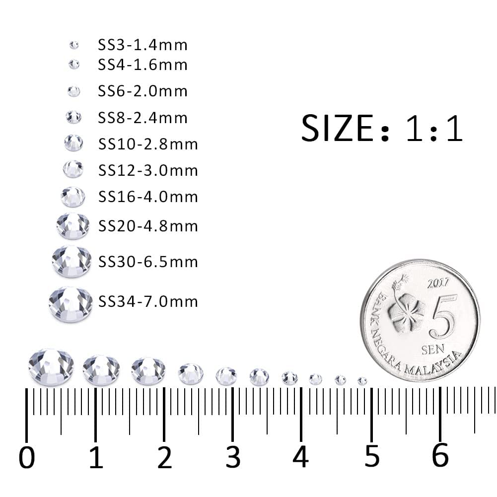 3000Pcs White Crystal Rhinestones,Glass Flatback Rhinestones Mini Gemstones for Nail Face Makeup Art Crafts Clothes Decoration -(SS4,1.6mm,White)