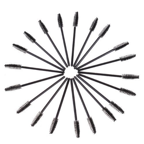 G2PLUS 100PCS Disposable Eyelash Brushes, Adjustable Mascara Wands Makeup Applicator Kits, Eyelash Spoolies Brushes for Eyelash Extensions and Eyebrows (Black)