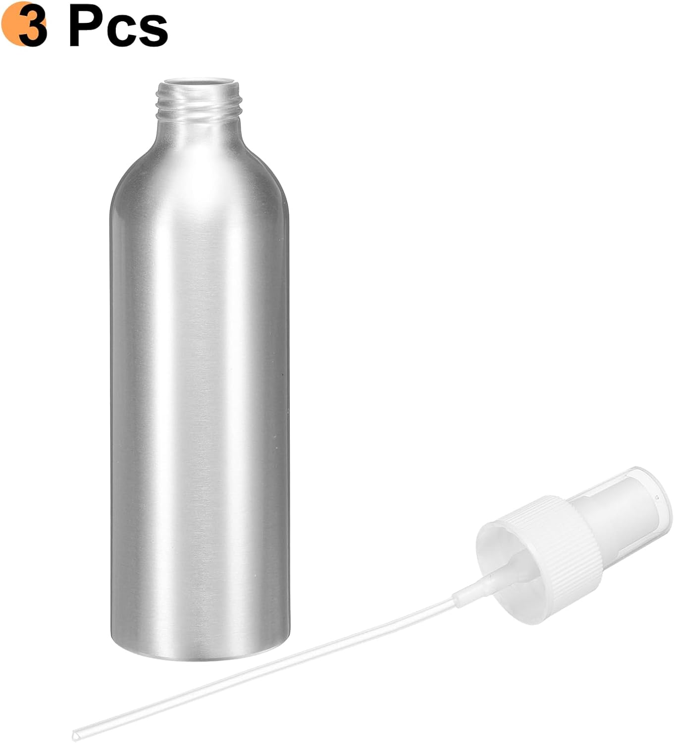 HARFINGTON 3pcs Aluminum Fine Mist Spray Bottles 200ml/6.7oz Metal Small Liquid Alcohol Refillable Travel Container with White Plastic Nozzle Cap for Perfume Skincare Cosmetic Storage Bottle