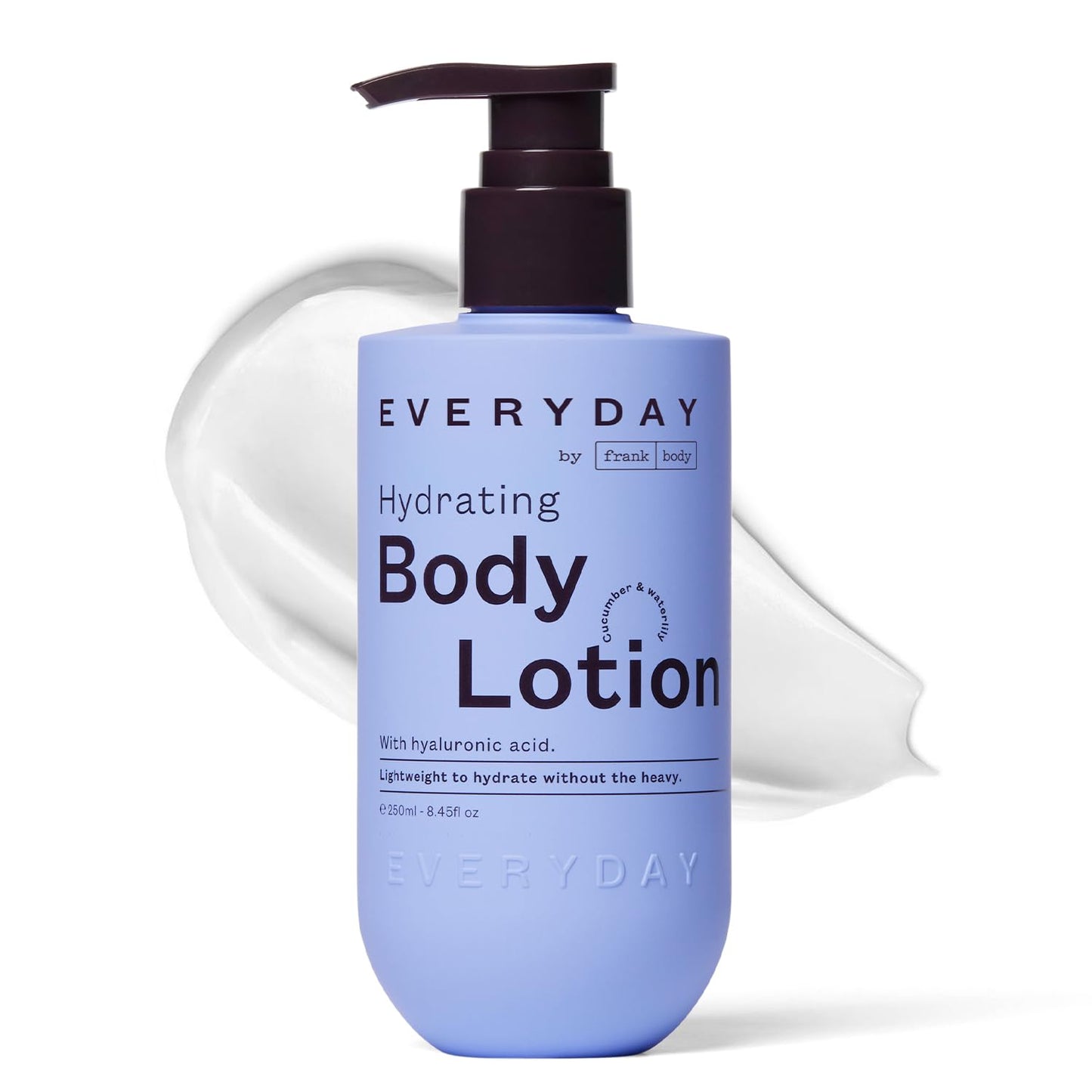 frank body Hydrating Body Lotion | Hydrates, Soothes & Moisturizes Dry Skin | Hyaluronic Acid, Aloe Vera & Glycerin | Lightweight | Cucumber & Waterlily Scent | Vegan & Cruelty Free | 250ml