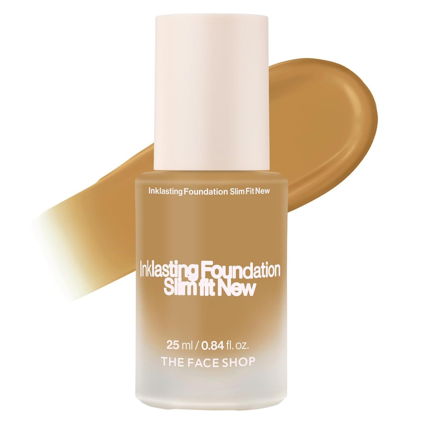 THE FACE SHOP Ink Lasting Liquid Foundation, Full Coverage, 72‑Hour Wear Semi‑Matte Finish, Makeup with Bakuchiol, W320 Honey, 0.84 Fl. Oz.