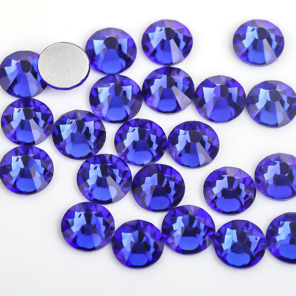 Flatback Glass Rhinestones,Bedazzler Gems 1440pcs Non Hotfix Crystal Rhinestones for Nail Charms Crafts Clothes Tumblers,Sapphire,SS20