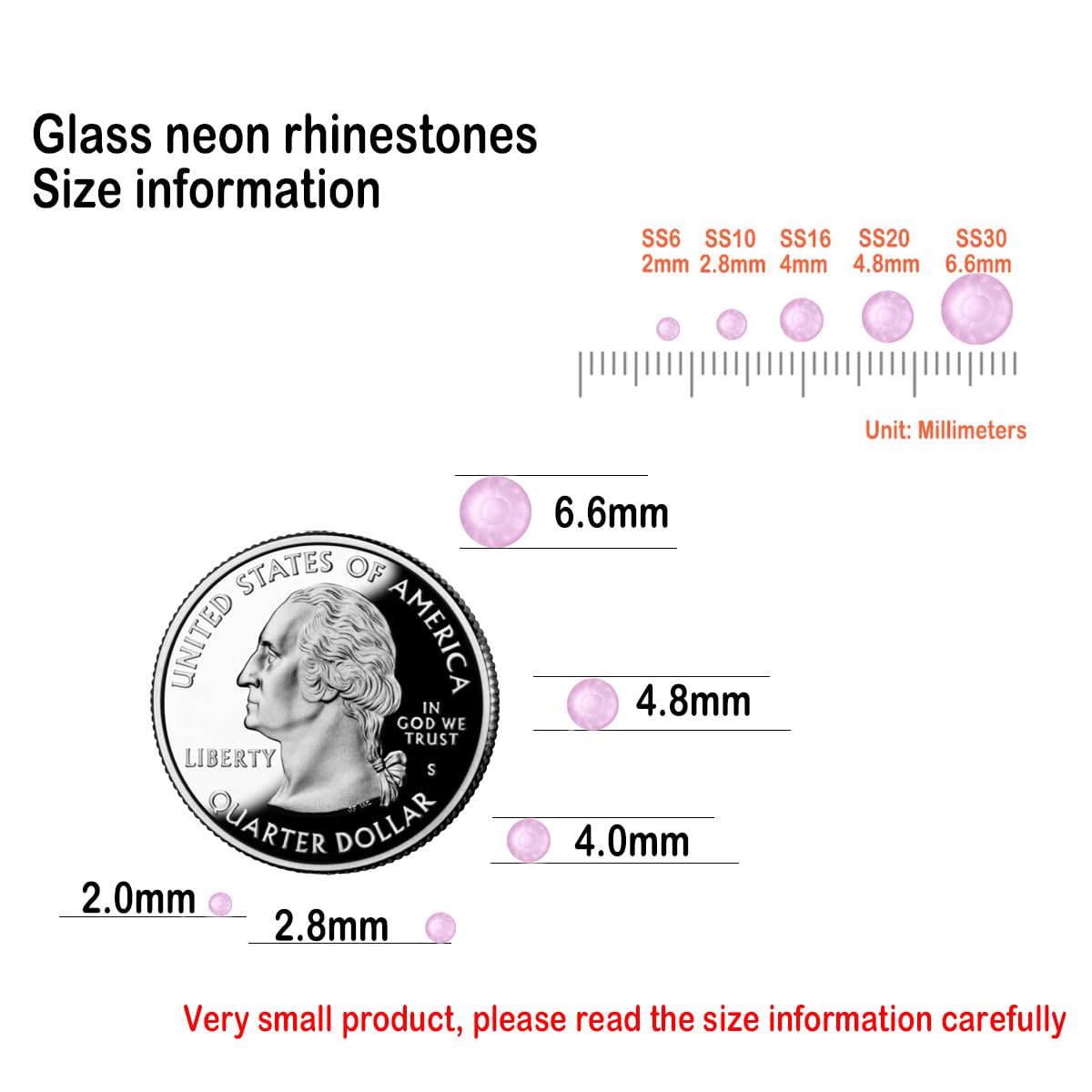 Flatback Glass Rhinestones,Bedazzler Gems 1440pcs Non Hotfix Crystal Rhinestones for Nail Charms Crafts Clothes Tumblers,Lt.Pink Neon,SS16