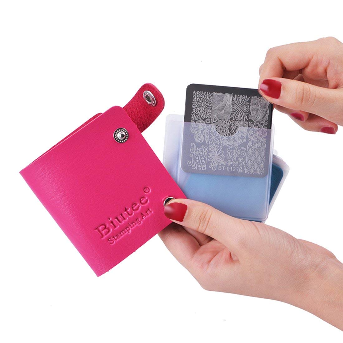 Biutee Nail Stamping Plates Set 12pcs Nail Plates 1stamper 1scraper 1storage bag Nail plate Template Image Plate Stencil Nails Tool (C)