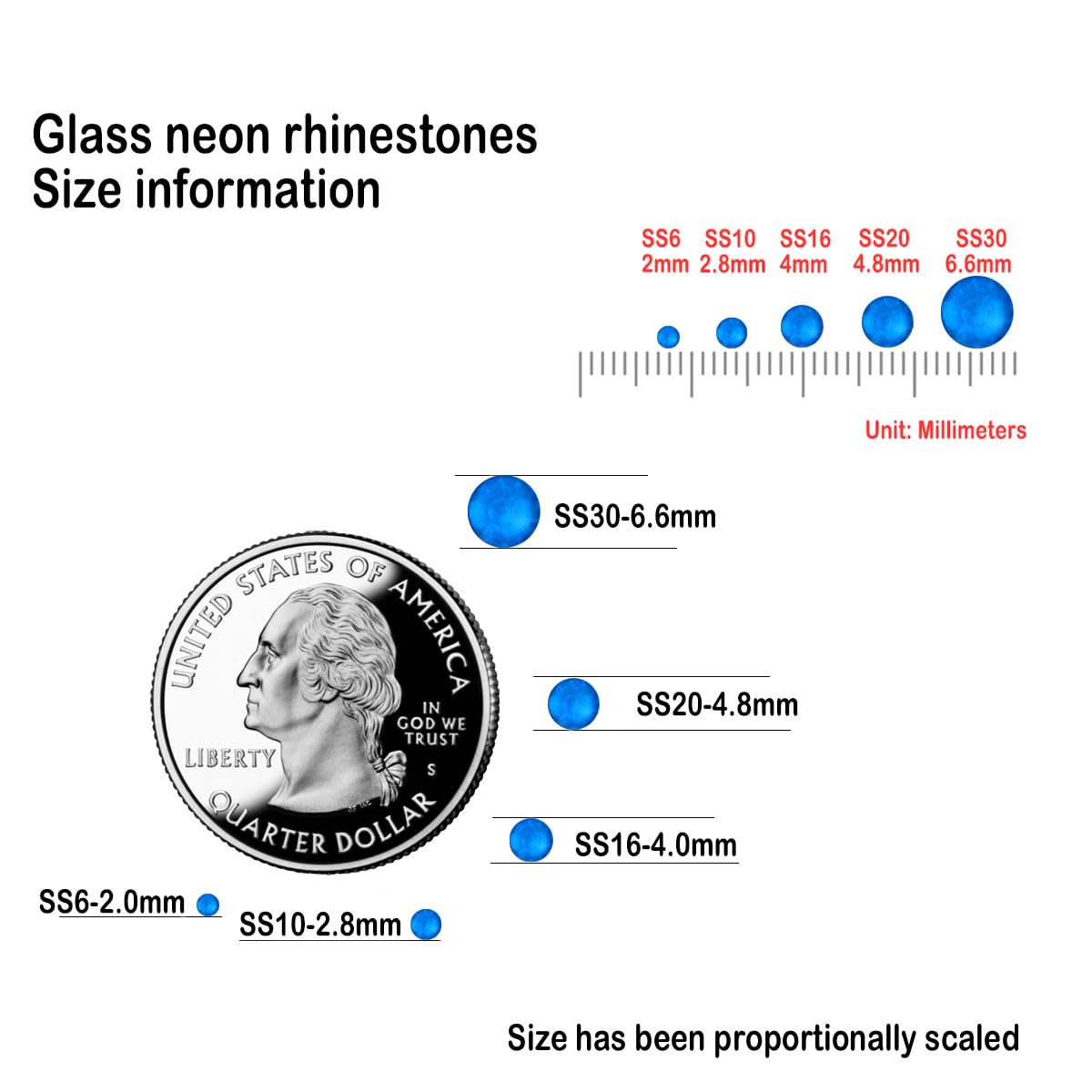 Flatback Glass Rhinestones,Bedazzler Gems 1440pcs Non Hotfix Crystal Rhinestones for Nail Charms Crafts Clothes Tumblers,Blue Neon,SS20