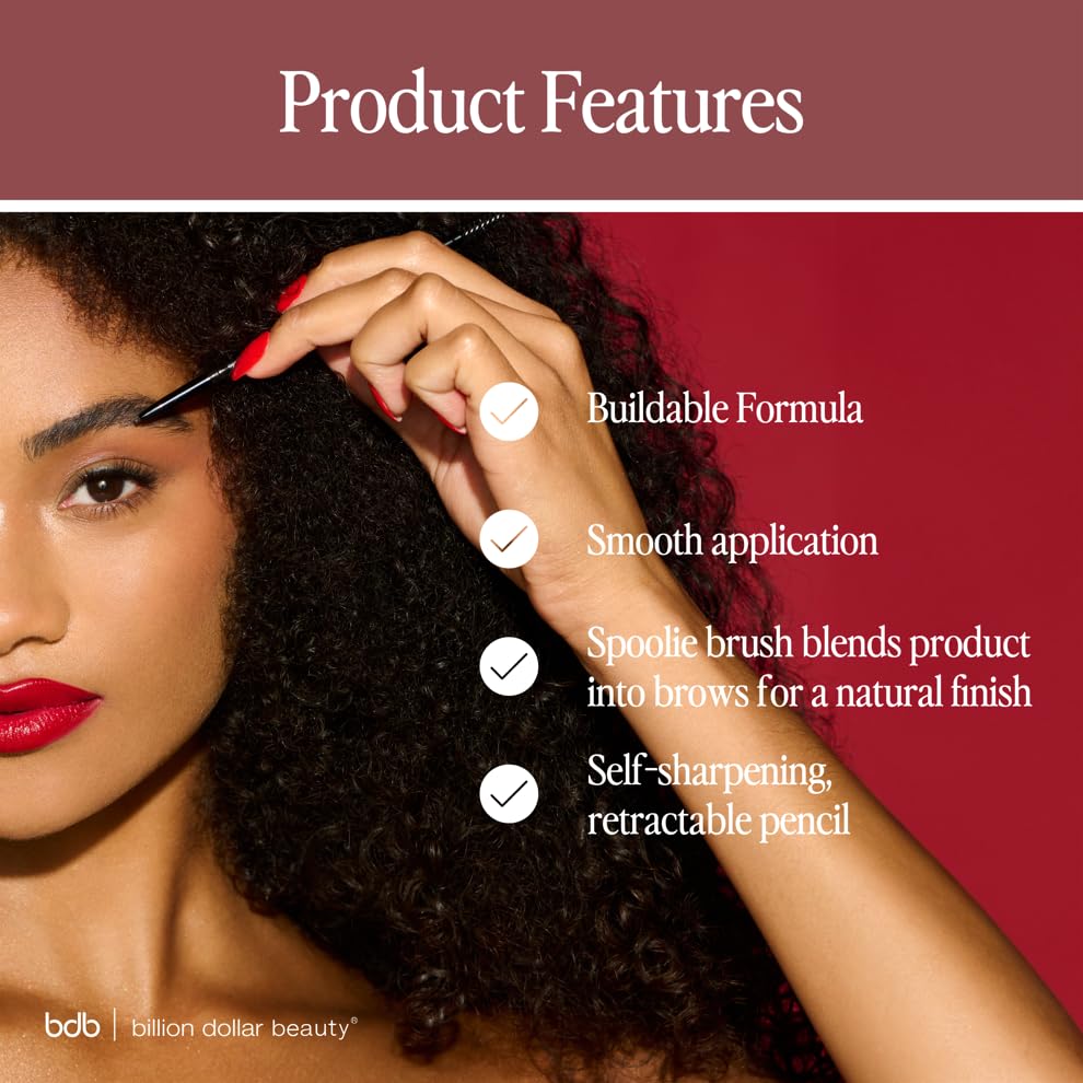 bdb Brows on Point Micro Brow Pencil - Precision Tip & Spoolie, Waterproof, Define Shape & Fill Brows, Black Raven, 2-Pack