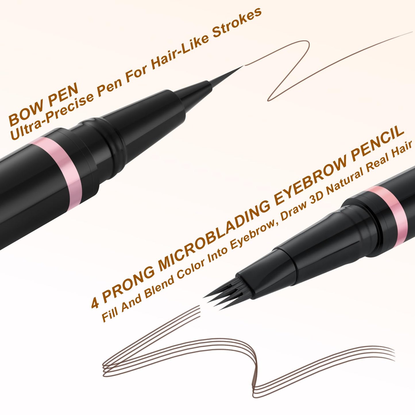 Eyebrow Pencil,2-in-1 Waterproof Eyebrow Pen with 4 Tip Brow Pen and Ultra-Precise Brow Pencil,with Dual-ended Eyebrow Brush,Eyebrow Makeup for Natural Looking Eyebrows - Brunette