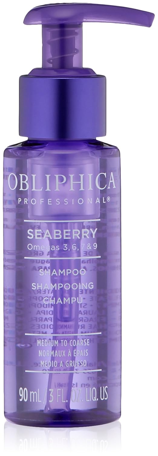 Obliphica Seaberry Shampoo for Medium & Course Hair - Frizz Free, Nourished, and Damaged Repaired Hair - Hair Mask & Treatment for Dry Hair and Growth - 3 Fl Oz